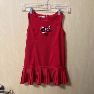 Zara Red A-Line Dress with Pleated Embellishments